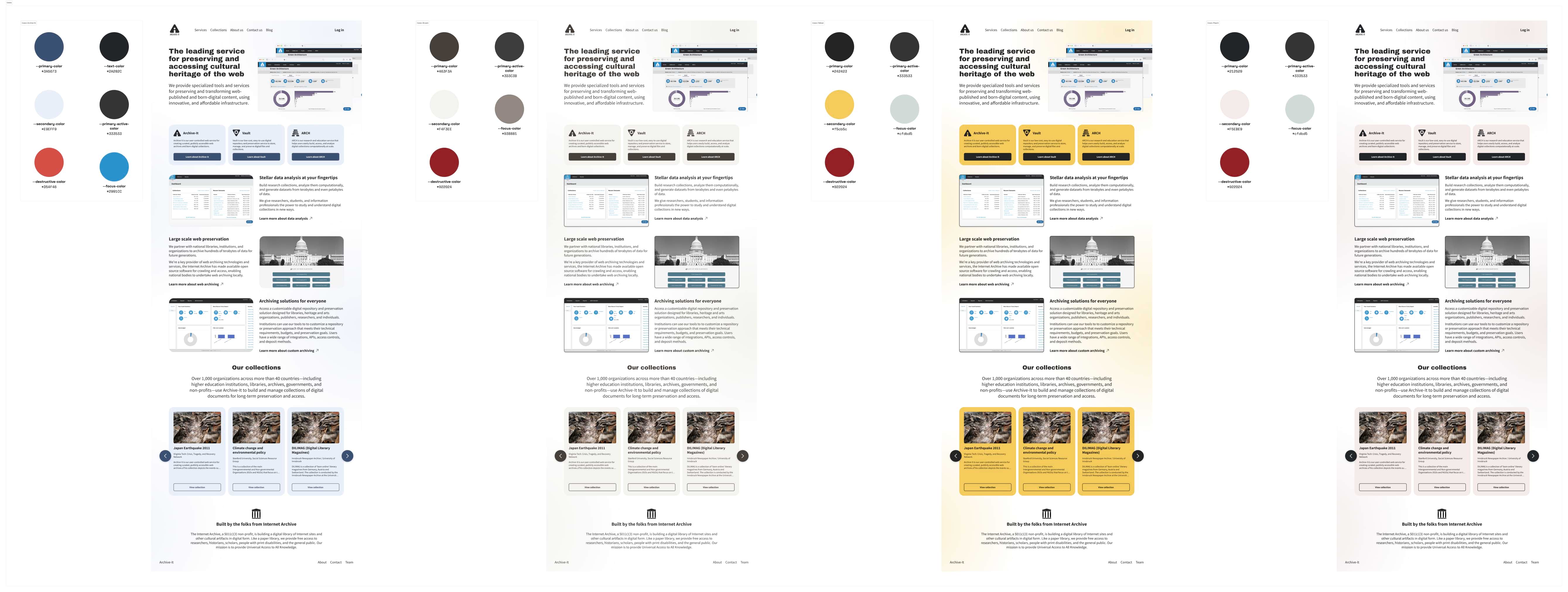 A mockup showing different color treatments on the page.
