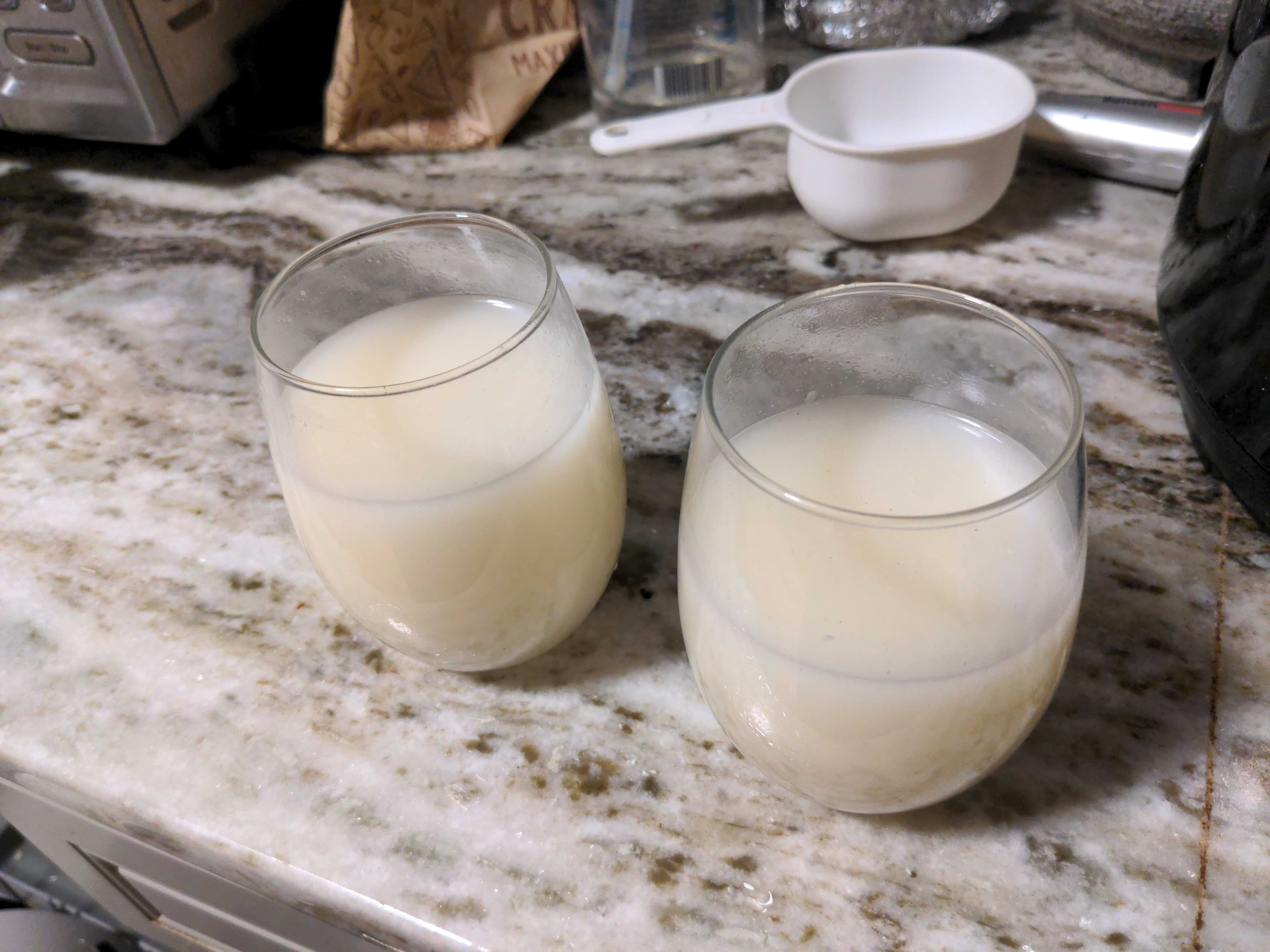 Two glasses of tapey ready to drink.