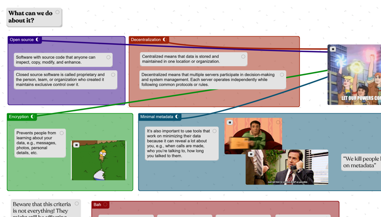 A screenshot of a part of the presentation which talks about the basics of what people can do about their privacy.