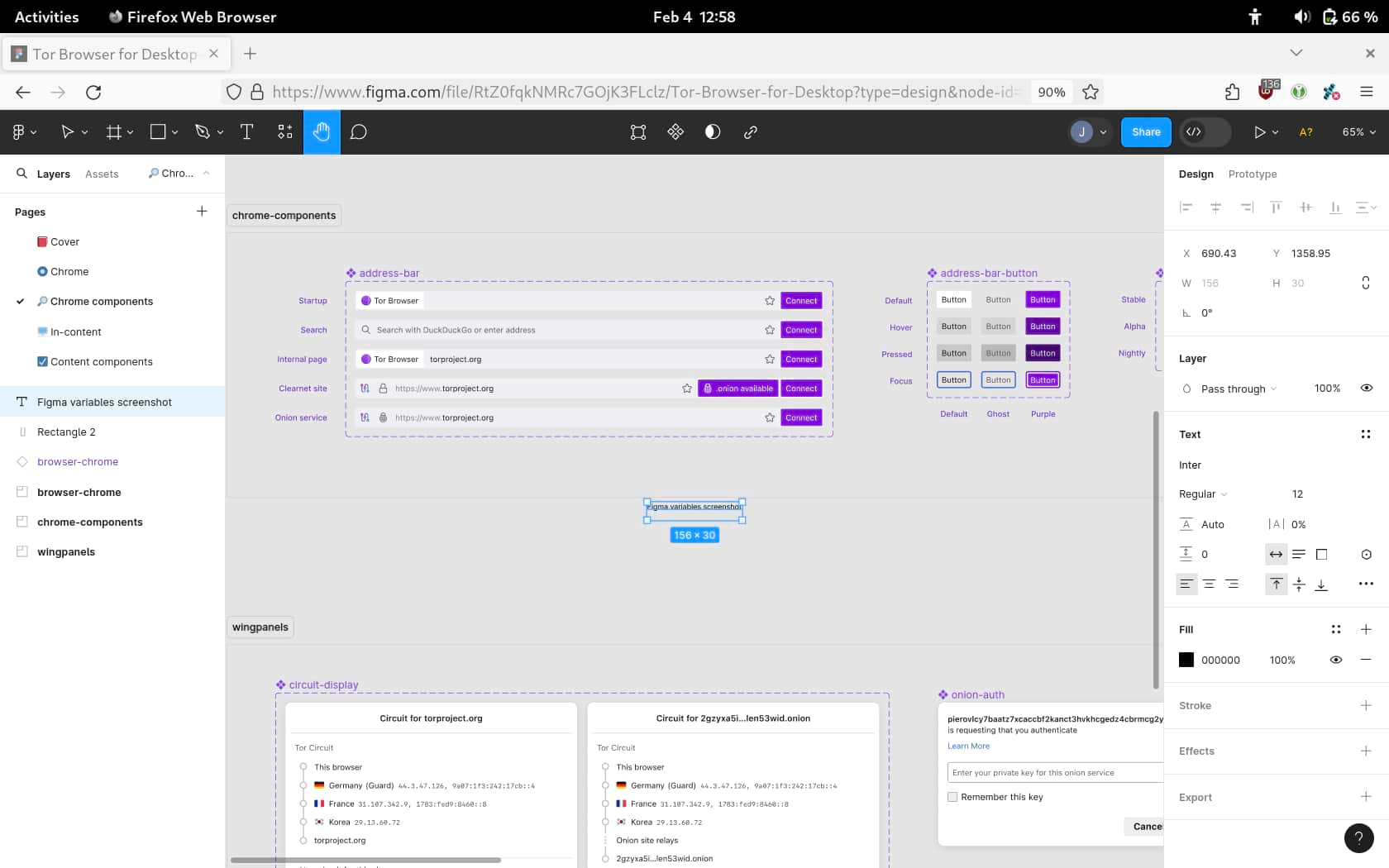 A screenshot of Figma showing all the different variations of the address bar and buttons.